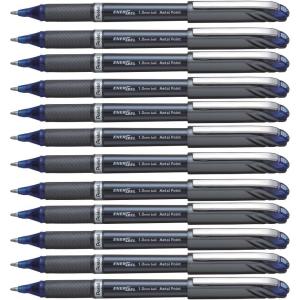 Pentel ENER-GEL NV Liquid Gel Pen, 1.0mm, Barrel, Black Ink, Box of 12 (BL30-A)(Gray)
