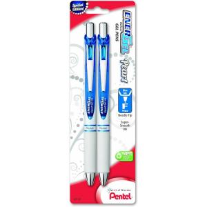 Pentel Pearl Deluxe RTX Liquid Gel Pen, (0.5mm), Fine Line, Needle Tip (BLN75WBP2A)(Blue)