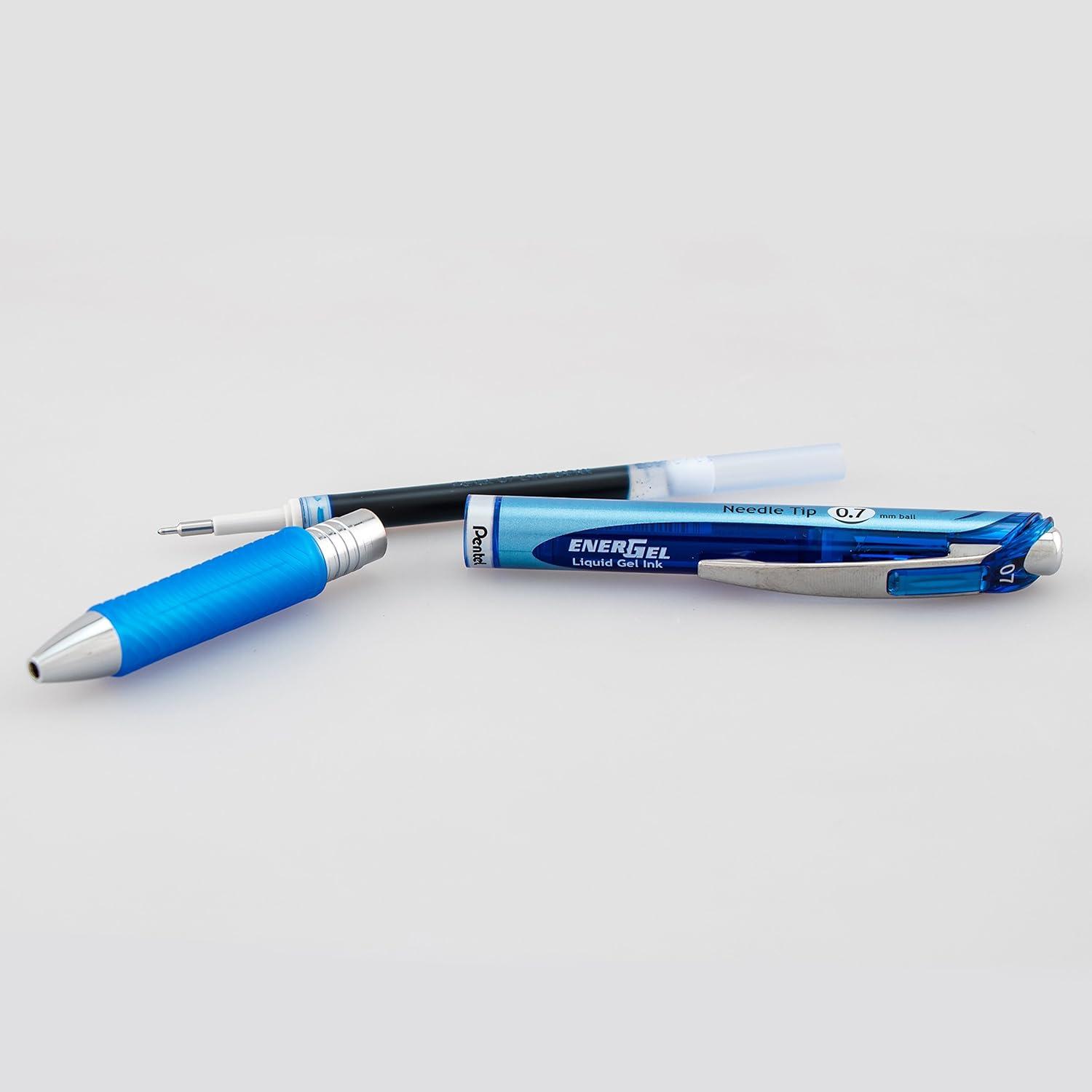 image:imagePentel EnerGel RTX Retractable Liquid Gel Pen 07mm Medium Line Needle Tip Black Ink Pack of 3 BLN77BP3ABlue