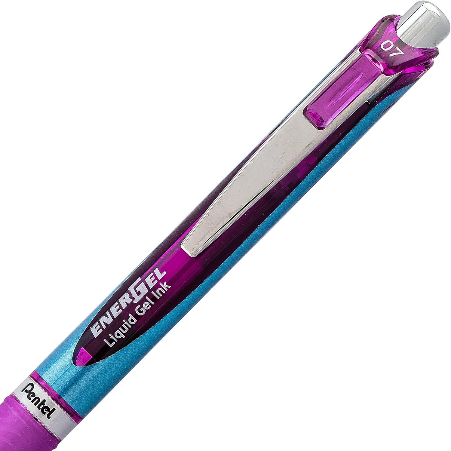 image:imagePentel EnerGel RTX Retractable Liquid Gel Pen 07mm Medium Line Needle Tip Black Ink Pack of 3 BLN77BP3AViolet
