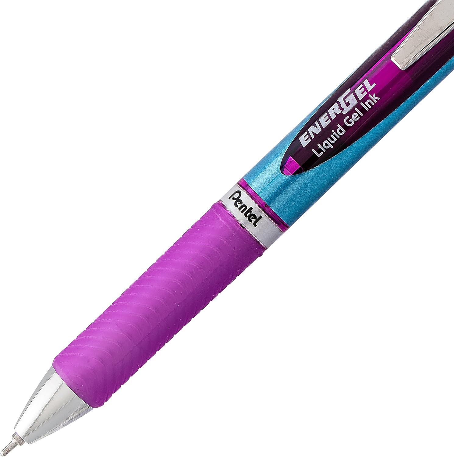 image:imagePentel EnerGel RTX Retractable Liquid Gel Pen 07mm Medium Line Needle Tip Black Ink Pack of 3 BLN77BP3AViolet
