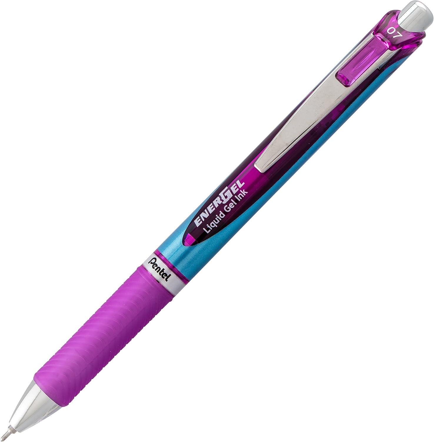 image:imagePentel EnerGel RTX Retractable Liquid Gel Pen 07mm Medium Line Needle Tip Black Ink Pack of 3 BLN77BP3AViolet