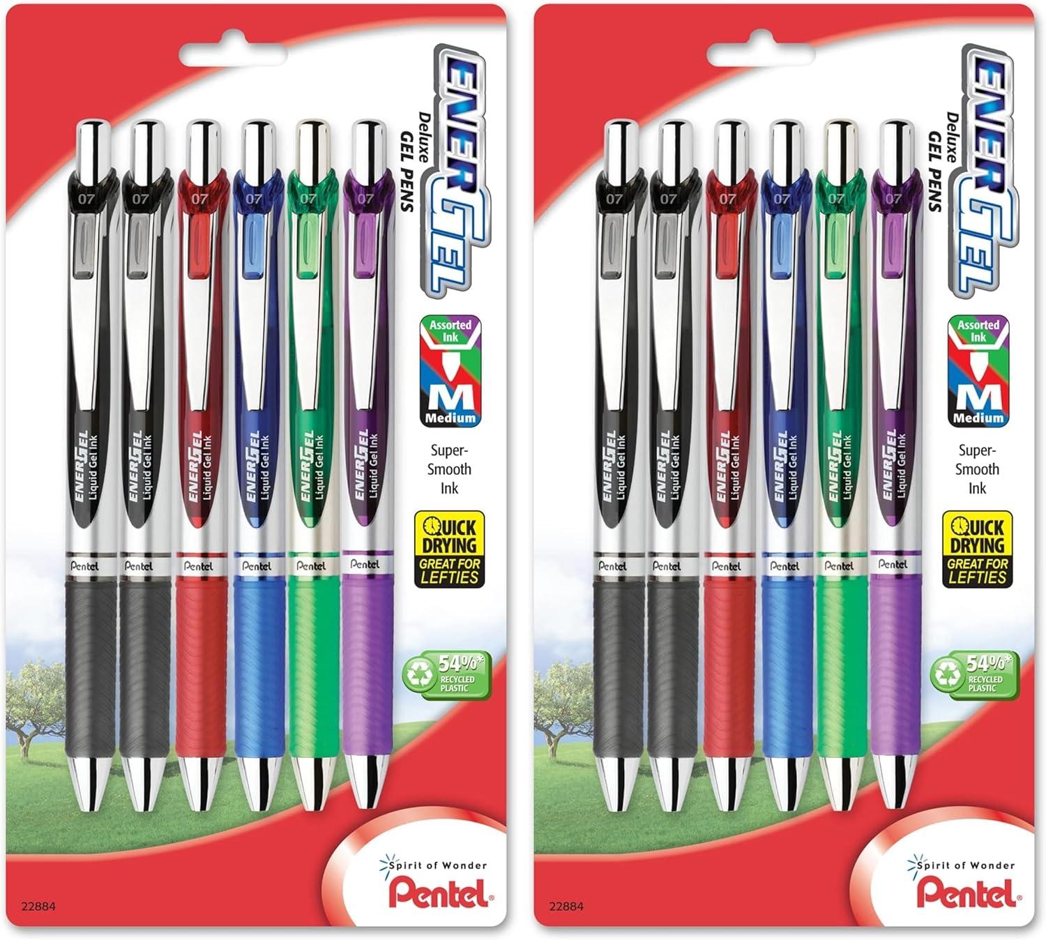 image:imagePentel EnerGel RTX Retractable Liquid Gel Pen 07mm Metal Tip Medium Line Assorted Ink 6Pk BL77BP6M1Assorted
