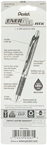 image:imagePentel Gel Ink Pen EnerGel RTX Retractable Gel Pen 05mm Needle Tip Black Ink 2 Pack BLN75BP2AGreen