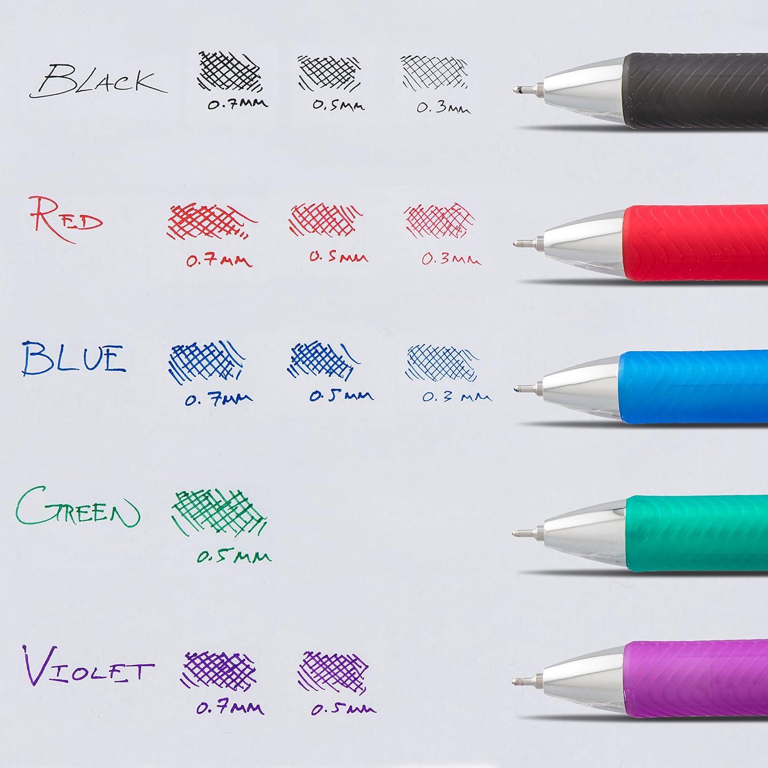 image:imagePentel Gel Ink Pen EnerGel RTX Retractable Gel Pen 05mm Needle Tip Black Ink 2 Pack BLN75BP2AViolet
