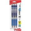Pentel EnerGel Deluxe RTX Retractable Liquid Gel Pen, Medium Line, Metal Tip, Assorted Ink, 3 Pack (BL77BP3M1)(Blue)