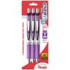 Pentel EnerGel Deluxe RTX Retractable Liquid Gel Pen, Medium Line, Metal Tip, Assorted Ink, 3 Pack (BL77BP3M1)(Violet)