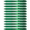 Pentel 0.5mm EnerGel-X Retractable Liquid Gel Pen with Needle Tip and Green Ink, Box of 12 (BLN105-D)