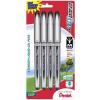 Pentel ENER-GEL NV Liquid Gel Pen, 0.7mm, Metal Tip, Black Ink, 4 Pack (BL27BP4A)(Black)