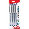 Pentel ENER-GEL NV Liquid Gel Pen, 0.7mm, Metal Tip, Black Ink, 4 Pack (BL27BP4A)(Blue)
