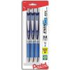 Pentel EnerGel Deluxe RTX Retractable Liquid Gel Pen, Medium Line, Metal Tip, Assorted Ink, 3 Pack (BL77BP3M1)(Blue)