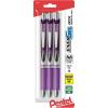Pentel EnerGel Deluxe RTX Retractable Liquid Gel Pen, Medium Line, Metal Tip, Assorted Ink, 3 Pack (BL77BP3M1)(Violet)