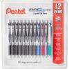 Pentel EnerGel RTX Retractable Liquid Gel Pen, 0.7mm Black/Blue/Red/Green/Violet Ink, 12 Pack (BL77O12C)