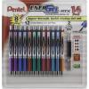 Pentel EnerGel RTX Retractable Metal Tip Pen, 0.7mm, 12 Assorted Colors with 2 Refills (BL77F14C)(1 Count (Pack of 1))