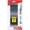 Pentel EnerGel-X Retractable Liquid Gel Pen, 0.5mm, Fine Line, Needle Tip, Black Ink, 4 Pack (BLN105BP4A)