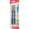 Pentel Gel Ink Pen, EnerGel RTX Retractable Gel Pen, 0.5mm, Needle Tip, Black Ink, 2 Pack (BLN75BP2A)(Black)