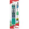 Pentel Gel Ink Pen, EnerGel RTX Retractable Gel Pen, 0.5mm, Needle Tip, Black Ink, 2 Pack (BLN75BP2A)(Green)