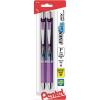 Pentel Gel Ink Pen, EnerGel RTX Retractable Gel Pen, 0.5mm, Needle Tip, Black Ink, 2 Pack (BLN75BP2A)(Violet)
