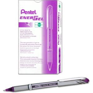 Pentel ENER-GEL NV Liquid Gel Pen, 0.7mm, Medium Line Capped, Metal Tip, Violet Ink, Box of 12 (BL27-V)