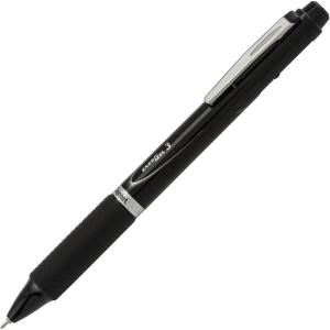 Pentel EnerGel 3 Multi-Function, 3-Ink Gel Pen, (0.5mm) Fine Line, Black Barrel – BLC35A(Black)