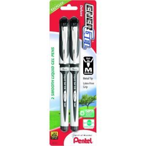 Pentel EnerGel Deluxe Liquid Gel Pen, Medium Line, Metal Tip, Black Ink, 2 Pack (BL57BP2A)