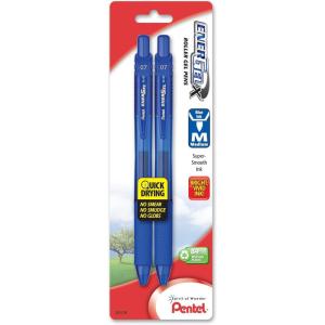 Pentel EnerGel-X Retractable Liquid Gel Pen 0.7mm, Metal Tip, Medium, Blue Ink (2 Pack) (BL107BP2C)(2 Count (Pack of 1))