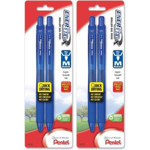 Pentel EnerGel-X Retractable Liquid Gel Pen 0.7mm, Metal Tip, Medium, Blue Ink (2 Pack) (BL107BP2C)(2 Count (Pack of 2))