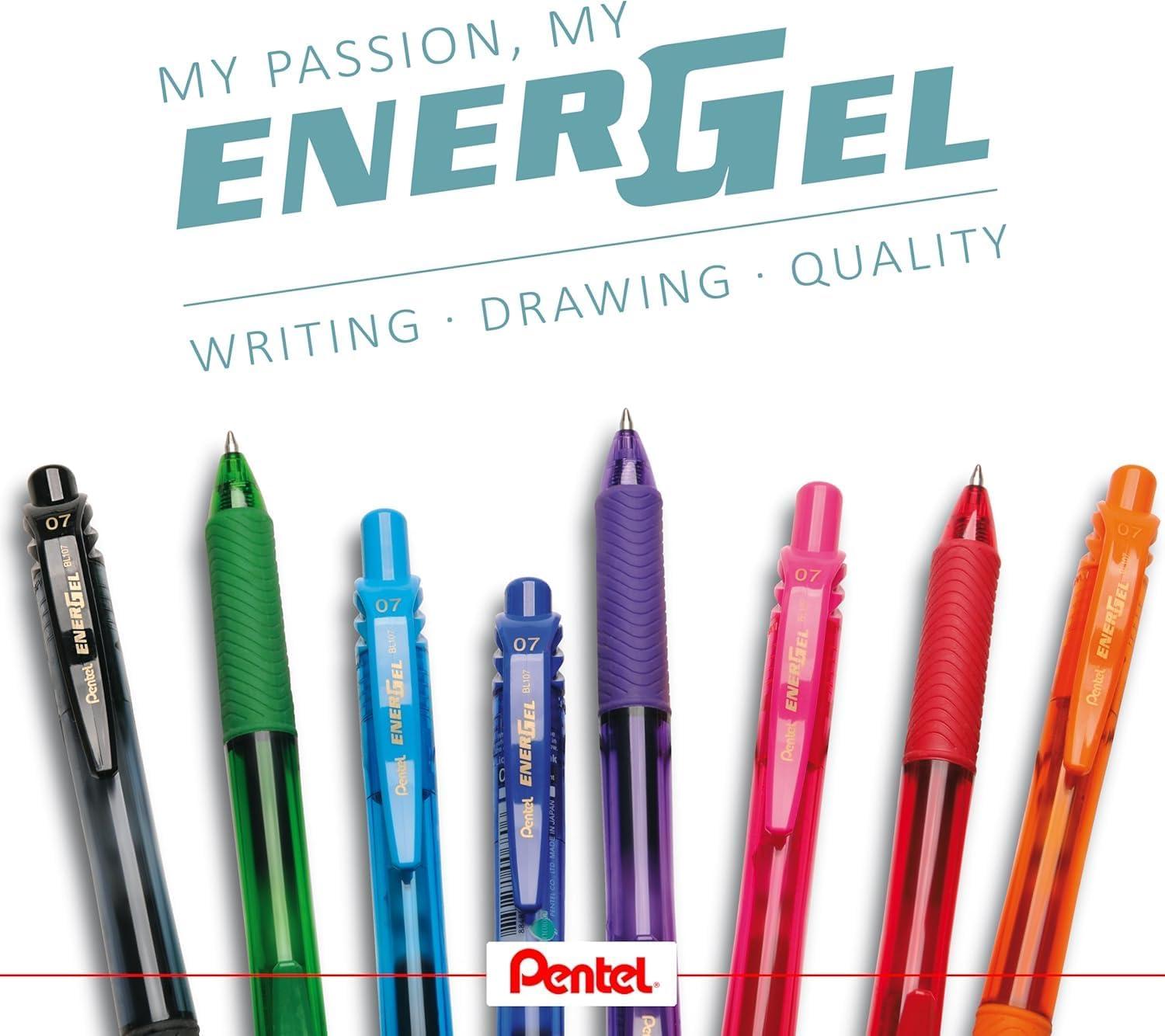 image:imagePentel EnerGelX Retractable Liquid Gel Pen 05mm Needle Tip Red Ink Box of 12 BLN105B