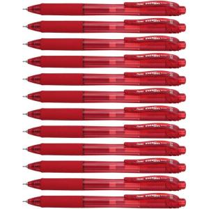 Pentel EnerGel-X Retractable Liquid Gel Pen 0.5mm Needle Tip Red Ink, Box of 12 (BLN105-B)