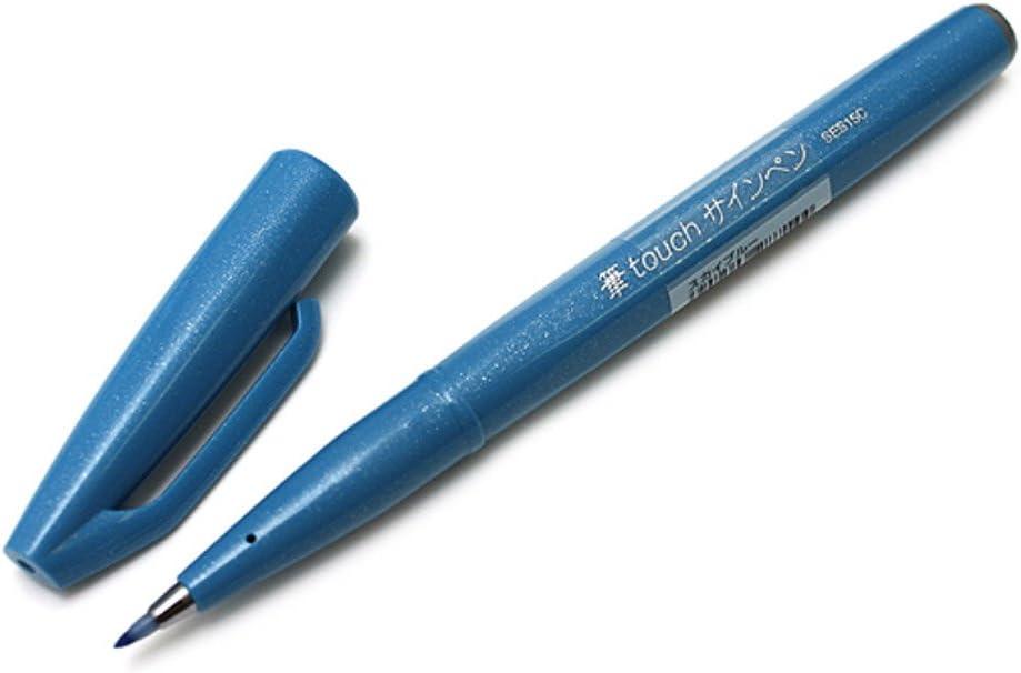 image:imagePentel Fude Touch Sign Pen Gray Felt Pen Like Brush Stroke SES15CNSky Blue