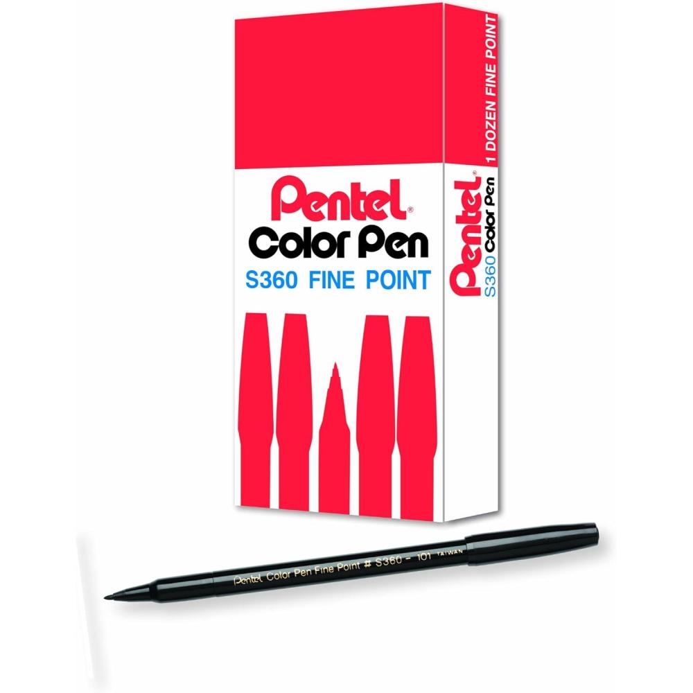image:imagePentel Arts Color Pen Dark Brown Box of 12 S360118Black