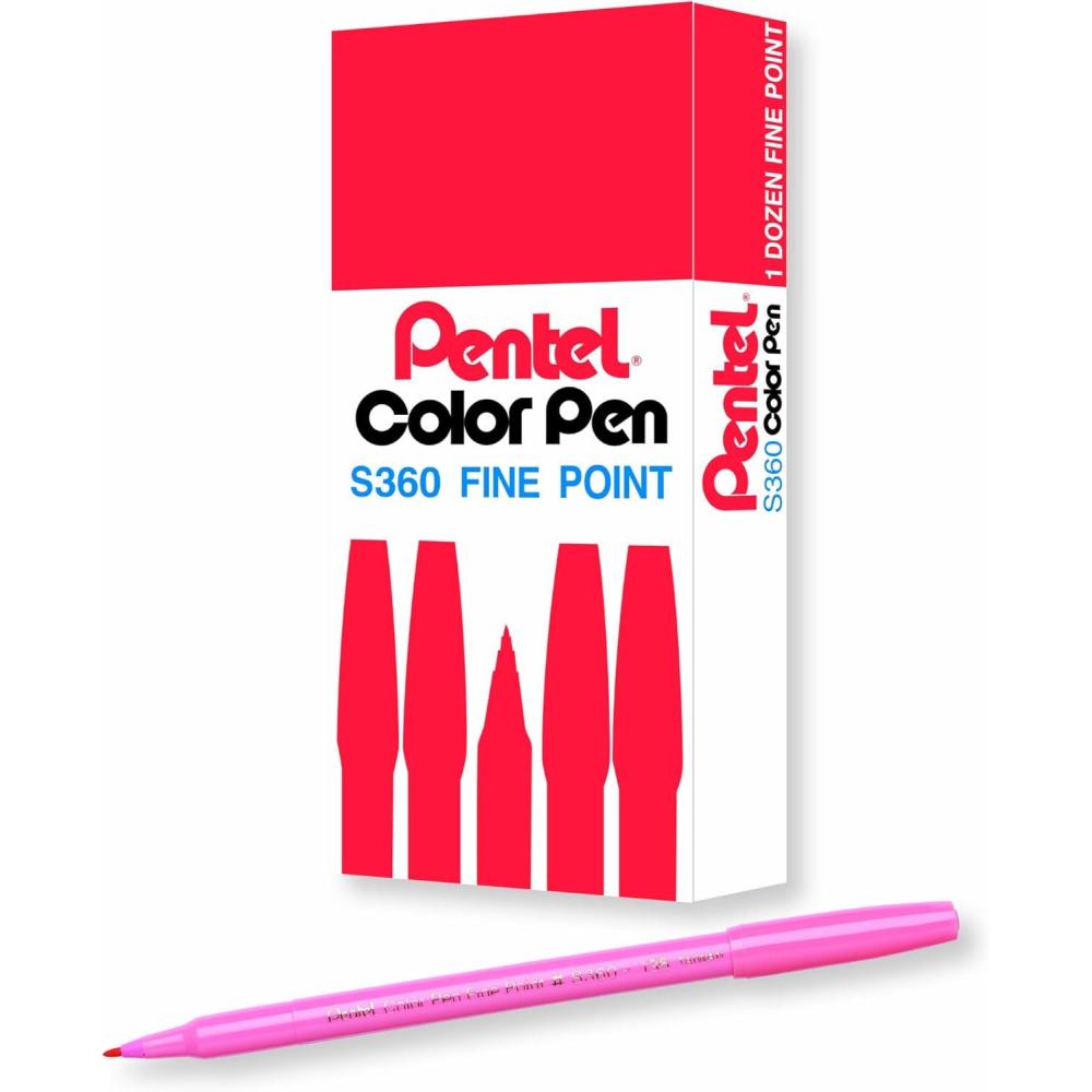 image:imagePentel Arts Color Pen Dark Brown Box of 12 S360118Coral Pink