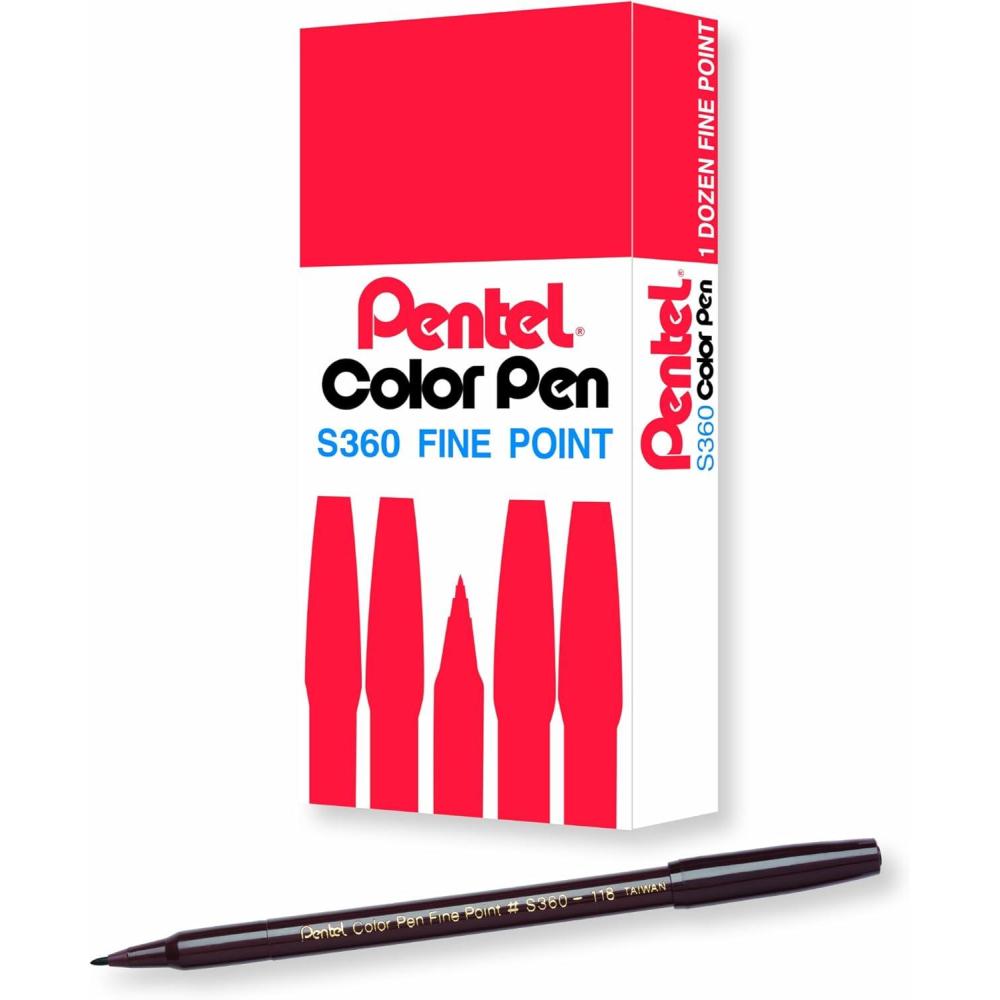 image:imagePentel Arts Color Pen Dark Brown Box of 12 S360118Dark Brown