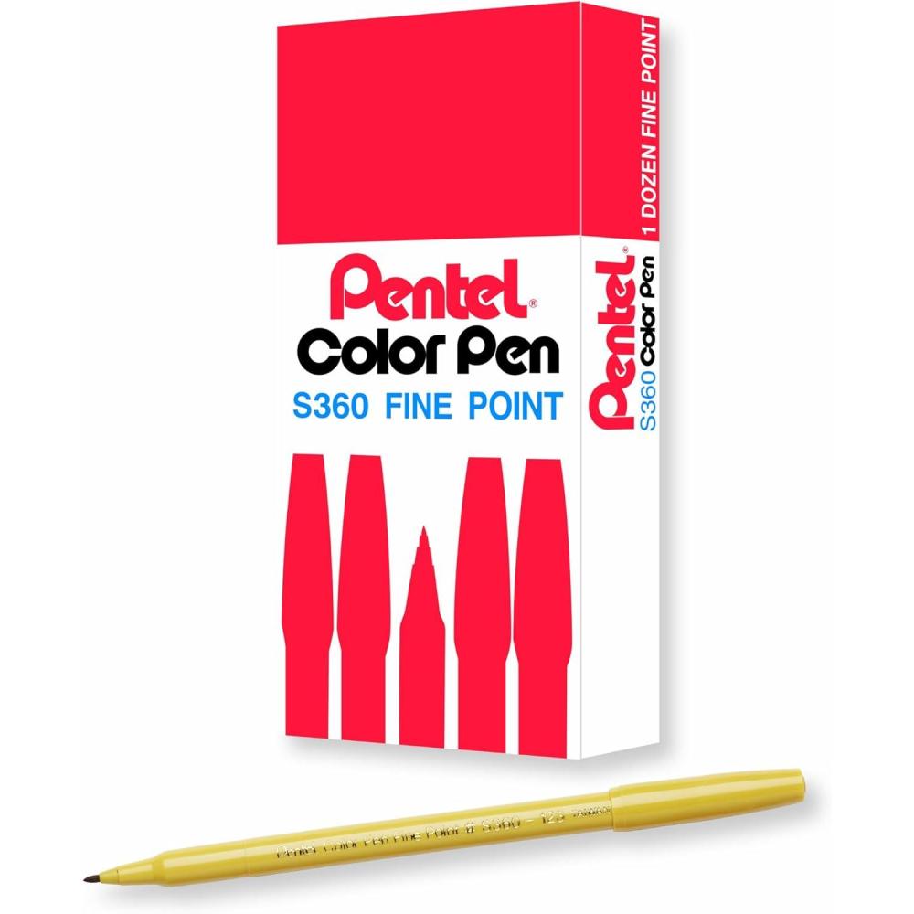 image:imagePentel Arts Color Pen Dark Brown Box of 12 S360118Gold Ochre
