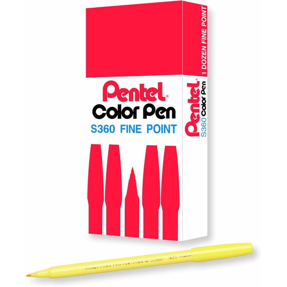image:imagePentel Arts Color Pen Dark Brown Box of 12 S360118Lemon Yellow