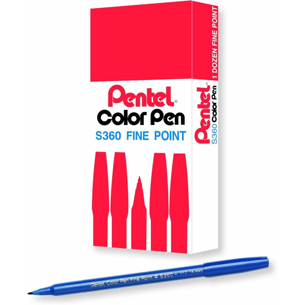 image:imagePentel Arts Color Pen Dark Brown Box of 12 S360118Steel Blue