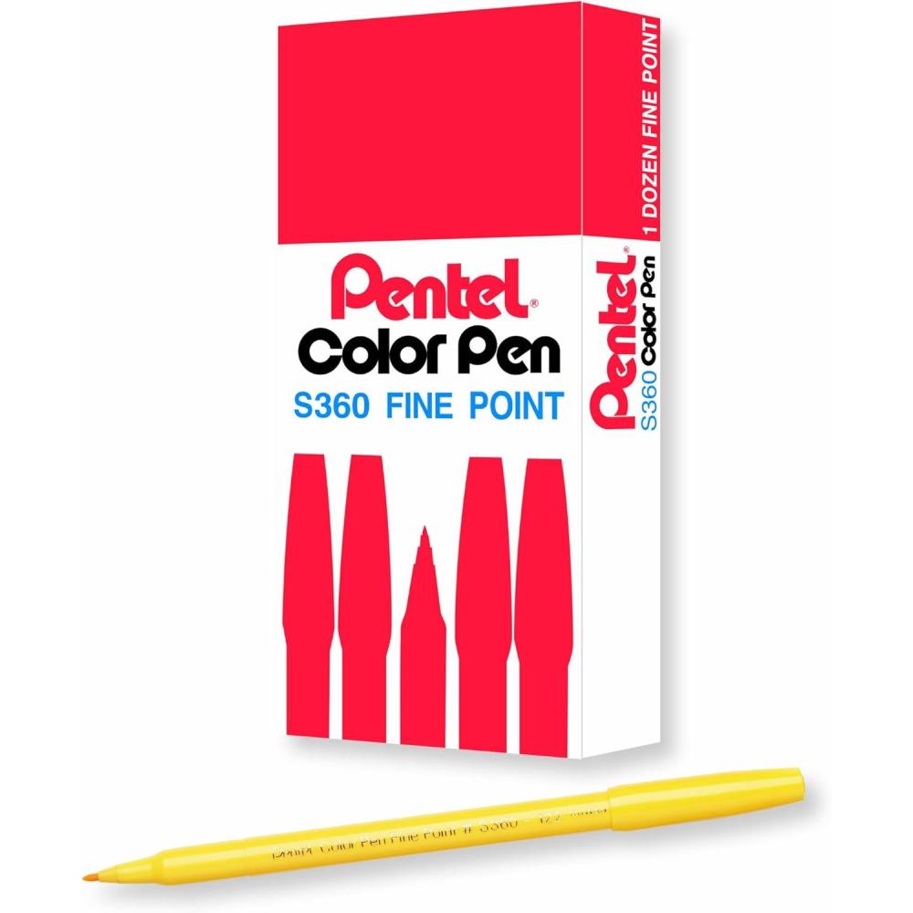 image:imagePentel Arts Color Pen Dark Brown Box of 12 S360118Yellow