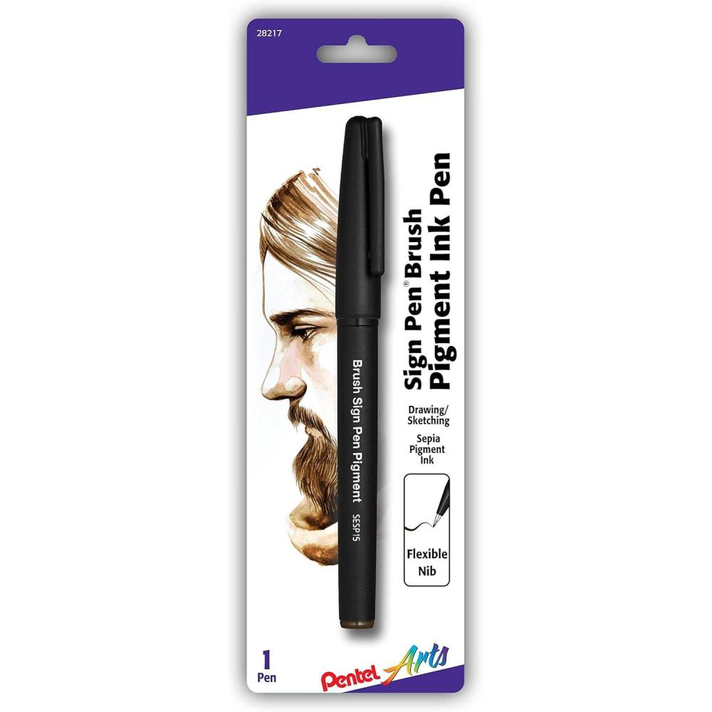 image:imagePentel Arts Sign Pen Brush Sepia Pigment Ink 1 Pack SESP15BPSP
