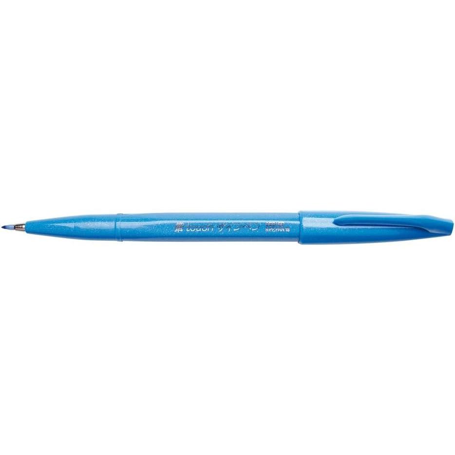 image:imagePentel Fude Touch Sign Pen Gray Felt Pen Like Brush Stroke SES15CNSky Blue