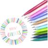 Pentel Arts Sign Pen Touch, Fude Brush Tip, Blue Ink, Box of 12 (SES15C-C)(Gray Blue)