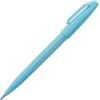 Pentel Arts Sign Pen Touch, Fude Brush Tip, Blue Ink, Box of 12 (SES15C-C)(Pale Blue)