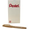 Pentel Arts Sign Pen Touch, Fude Brush Tip, Blue Ink, Box of 12 (SES15C-C)(Ochre)