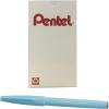 Pentel Arts Sign Pen Touch, Fude Brush Tip, Blue Ink, Box of 12 (SES15C-C)(Pale Blue)