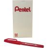Pentel Arts Sign Pen Touch, Fude Brush Tip, Blue Ink, Box of 12 (SES15C-C)(Red)