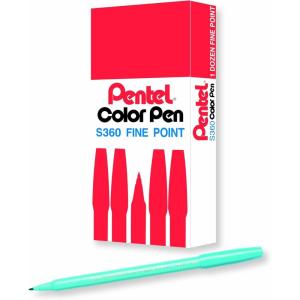 Pentel Arts Color Pen, Dark Brown, Box of 12 (S360-118)(Baby Blue)