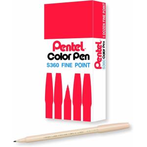 Pentel Arts Color Pen, Dark Brown, Box of 12 (S360-118)(Beige)