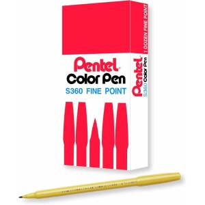 Pentel Arts Color Pen, Dark Brown, Box of 12 (S360-118)(Gold Ochre)
