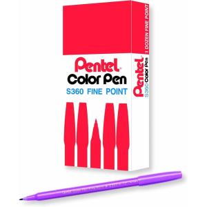 Pentel Arts Color Pen, Dark Brown, Box of 12 (S360-118)(Heliotrope)