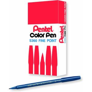 Pentel Arts Color Pen, Dark Brown, Box of 12 (S360-118)(Marine Blue)