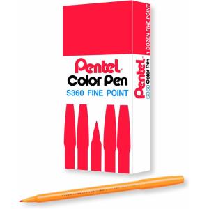 Pentel Arts Color Pen, Dark Brown, Box of 12 (S360-118)(Ochre)